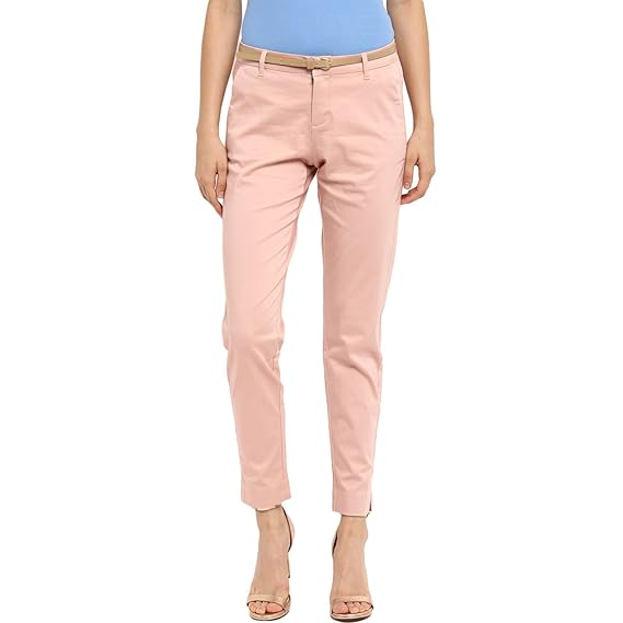 Women's Casual Solid Straight Pants - (Pink)