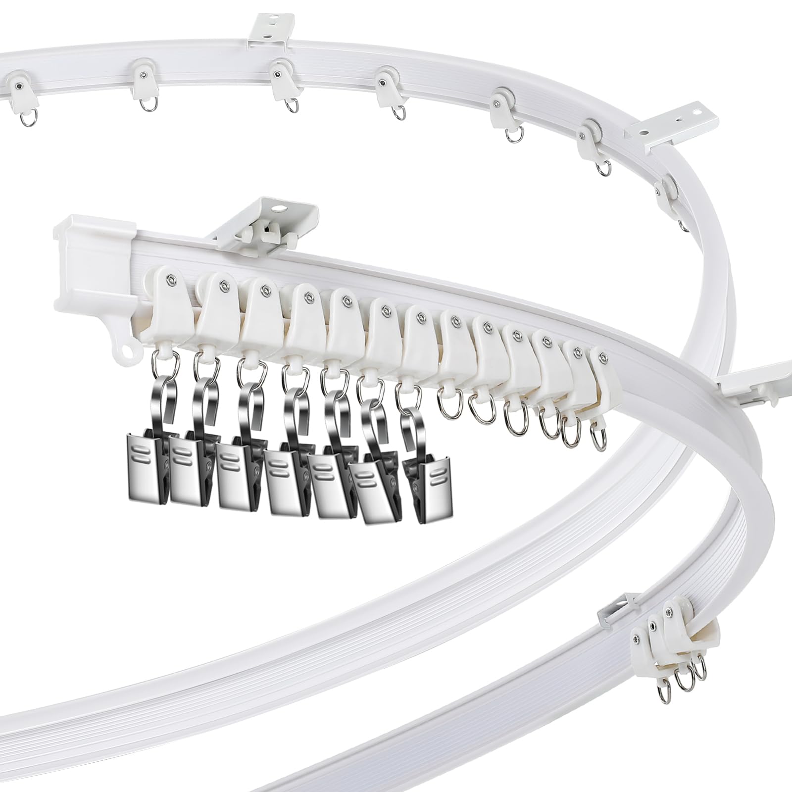 Photo 1 of Curved Ceiling Curtain Track Bendable Mount for Curtain Rail Bunk Bed Bay Window Room Divider Flexible Straight (White,8 m/ 26 ft)