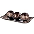Creative Scents Dublin Brown Decor Tray and Ball Set - Living Room Decor - Entry Table Decor Centerpiece Table Decorations - Decorative Tray for Dining Table, Accent Table Decor Bowl for House Decor