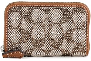 Coach Women's Crystal Signature Jacquard Small Zip Around Card Case