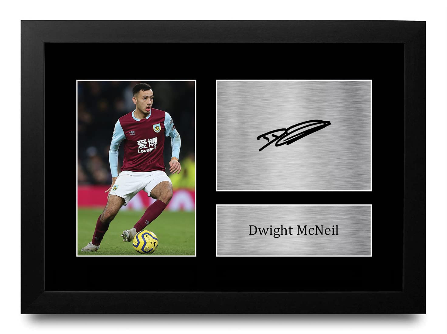 HWC Trading FR A4 Dwight McNeil Burnley Gifts Printed Signed Autograph Picture for Football Fans and Supporters - A4 Framed