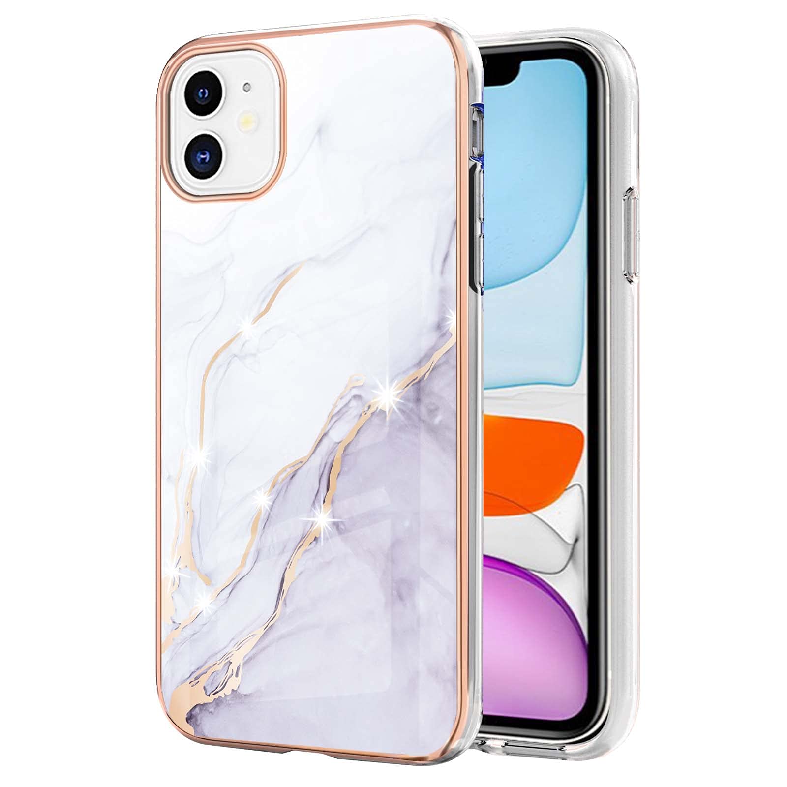 IMIRST Basic Case Compatiable with iPhone 11 IMD Soft TPU Silicone Bumper Matte Marble Scratch-Resistant Slim Protective Phone Case Back Cover for Apple iPhone 11，YBI White