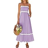 ZESICA Women's 2026 Summer Spaghetti Straps Sleeveless Backless Sundress Flowy Smocked Lace Swing A Line Midi Dress