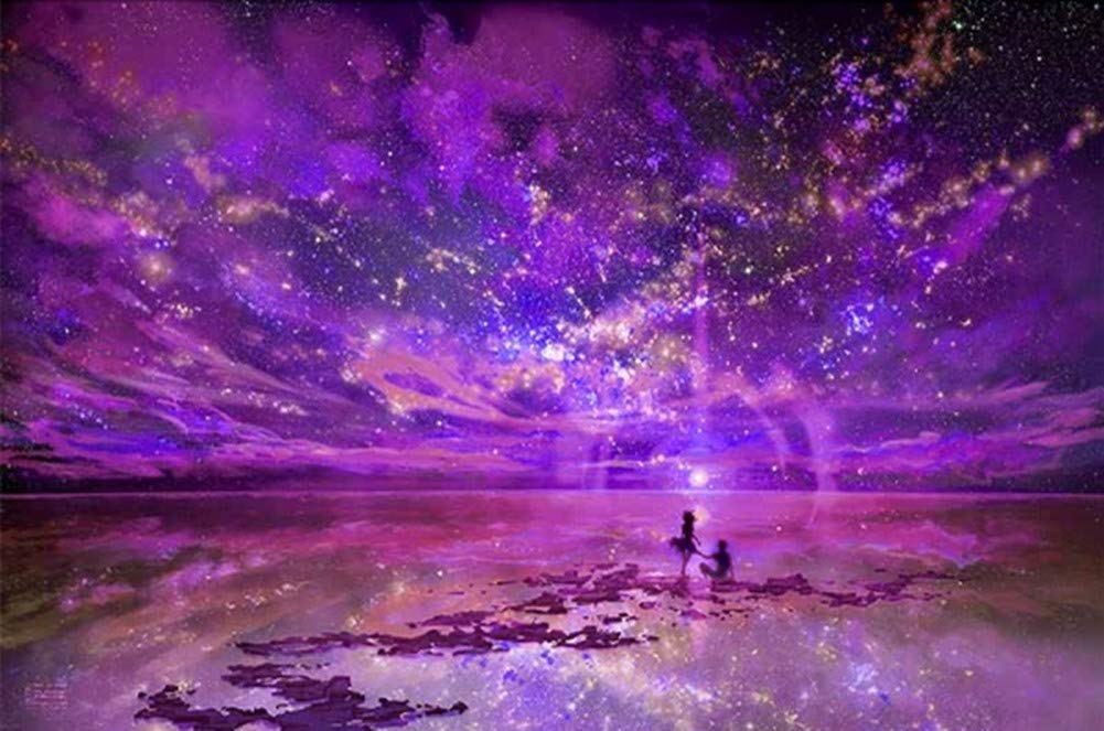 YEESAM ART Paint by Numbers for Adults Beginners Starry Sky & Lovers 16x20 inch Linen Canvas Acrylic DIY Number Painting Kits Wall Art Decor Gifts