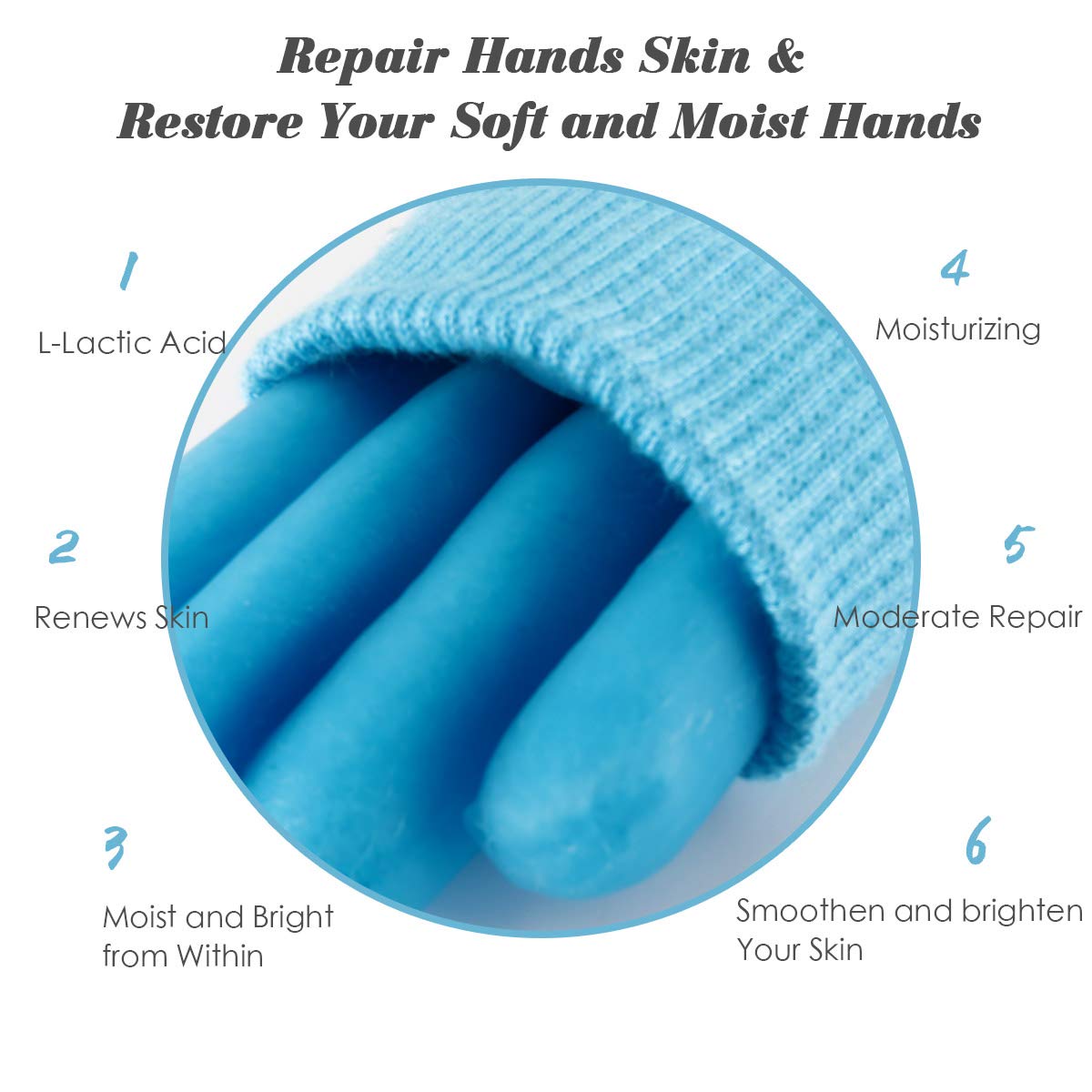 Happon Moisturizing Gel Gloves Soft Spandex with Thermoplastic Gel Repair Heal Eczema Cracked Dry Skin, Gel Lining Infused with Essential Oils and Vitamins for Dry Hard Cracked Skin - Blue : Beauty