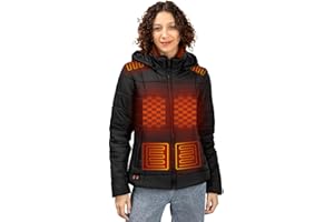 BITLYLE Heated Jacket for Women with Battery Pack 7.4V/16000mAh, Winter Heating Coat with Detachable Hood (Size S-3XL)