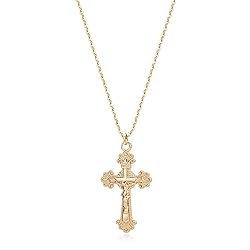 Fettero Crucifix Necklace Gold Faith Cross Pendant