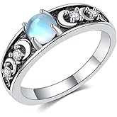 ONEFINITY Moon Phase Ring 925 Sterling Silver Moonstone Ring Geometric Crescent Moon Anniversary Jewelry Mothers Gifts for Women Mom Grandma Moon Phase Lover