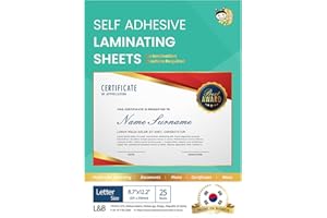 No Heat Laminating Sheets Self Sealing 8.5 x 11 Inch, 25 Pack, 4mil Thickness, Transparent, No Machine Self Adhesive Laminating Sheets, Protect documents and Photos [Letter Size] by HA SHI