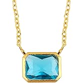NJCRAFT Gold Plated Crystal Pendant Necklace for Women |Rectangular Stone on Elegant Chain | Minimalist Party & Daily Wear Jewelry Gift | Adjustable Chain 16+2 Inch