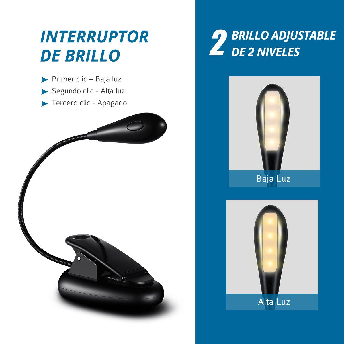 flexos de pinza reacargable 4 led con