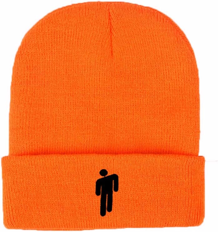 Billie Eilish Merch Hot Topic Logo Beanie Knit Hat Stretchy Cap for Men Women (Orange)
