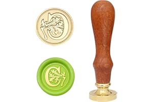 MINGYUESKY Wax Seal Stamp, Classic Alphabet Initial Wax Sealing Stamp Brass Head Wooden Handle for Halloween/Thanksgiving/Christmas Party Invitation Invitation (Letter C)