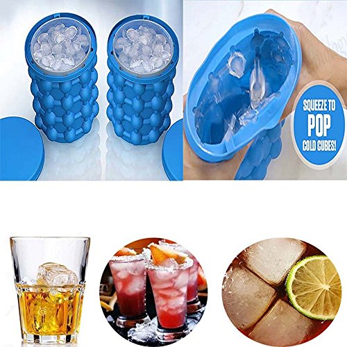 Bomach Ice Cube Maker Genie,Revolutionary Space Saving Ice Ball Maker Bucket Party Drink Tub Silicone Trays Mold Kitchen Tools for Chilling Burbon Whiskey,Cocktail,Beverages and More