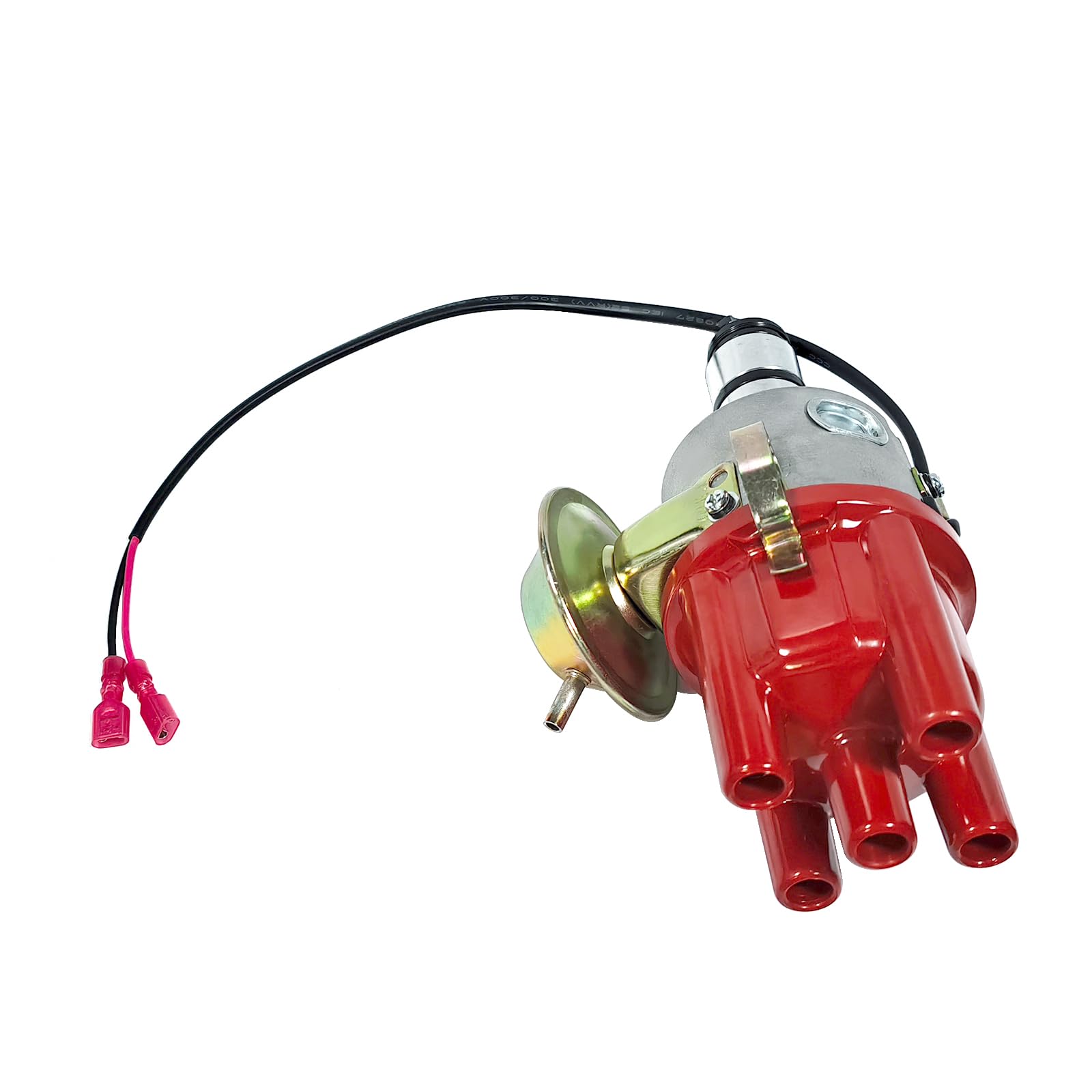Photo 1 of 034 Vacuum Advance Electronic Distributor Fits for VW Bug Beetle Campmobile Fastback Karmann Ghia Squareback Transporter 1954-1979,Replace 0231170034 0231170034EL (Red Bakelite Cap)