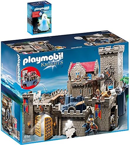 Playmobil Knights 2 pcs. Set 6000 6042 Royal Lion Knight's Castle with Dungeon and Many Hidden Traps + Castle Ghost with Rainbow