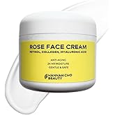 Rose Face Cream with Rosehip Seed Oil, Retinol, Collagen, Hyaluronic Acid - Anti-Aging 24 Hour Moisturizer for Dry & Sensitive Skin - Gentle Daily Skincare
