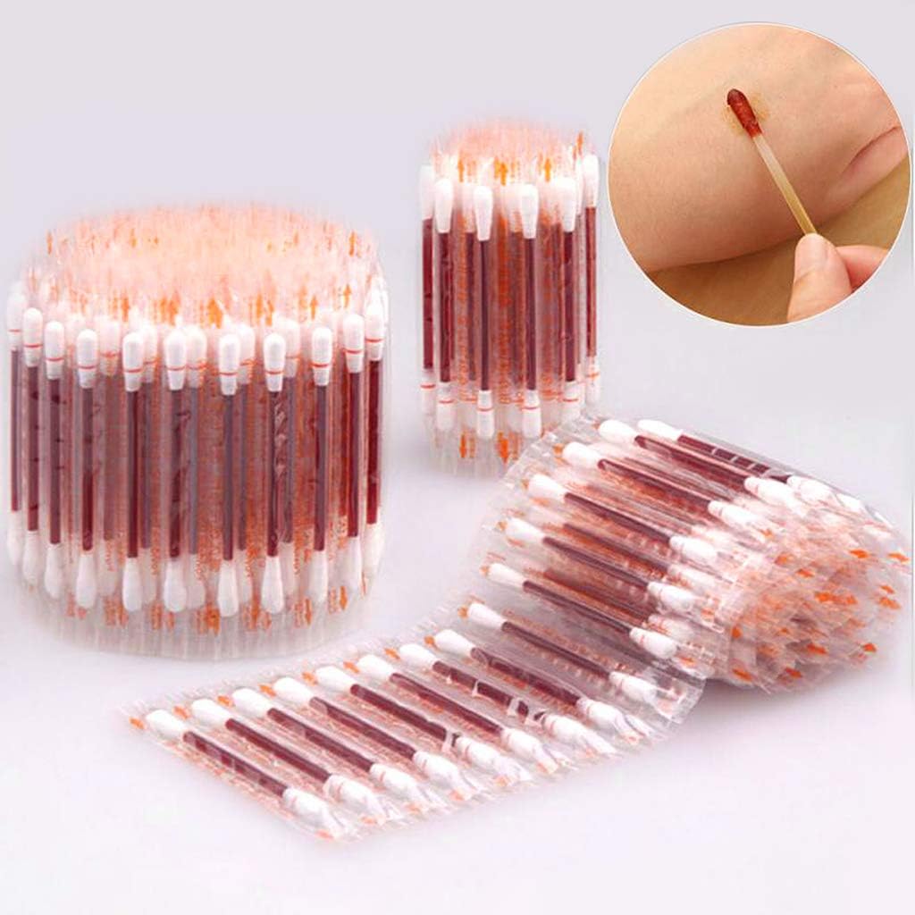 JERKKY 50 Pieces Disposable Medical Iodine Cotton Stick Iodine Disinfected Cotton Swab Climbing Aid First Aid Safety Survival Supplies