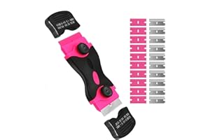 VIADOM Razor Blade Scraper Tool, Cleaning Scraper Tool with 20Pcs Metal & Plastic Razor Blades, Multi-Purpose Razor Glass Scraper for Windows,Decals,Stickers,Labels,Adhesive,Cooktop,Paint Removal, Pink
