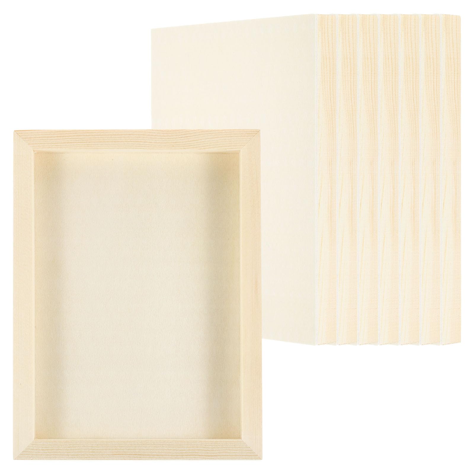 PATIKIL 6"x8" Wood Panels Board, 8 Pack Unfinished Square Art Wood Canvas Panel Painting Boards for DIY Craft Painting Use, Wood Color