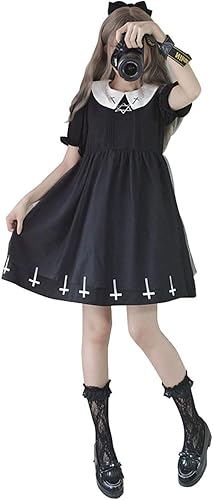 Amazon Live Forever ゴシック ドレス ロリータ Loita ワンピース クラシック系 コスプレ 黒十字 森ガール 姫袖 通勤 半袖 ｌ コスプレ 仮装 通販