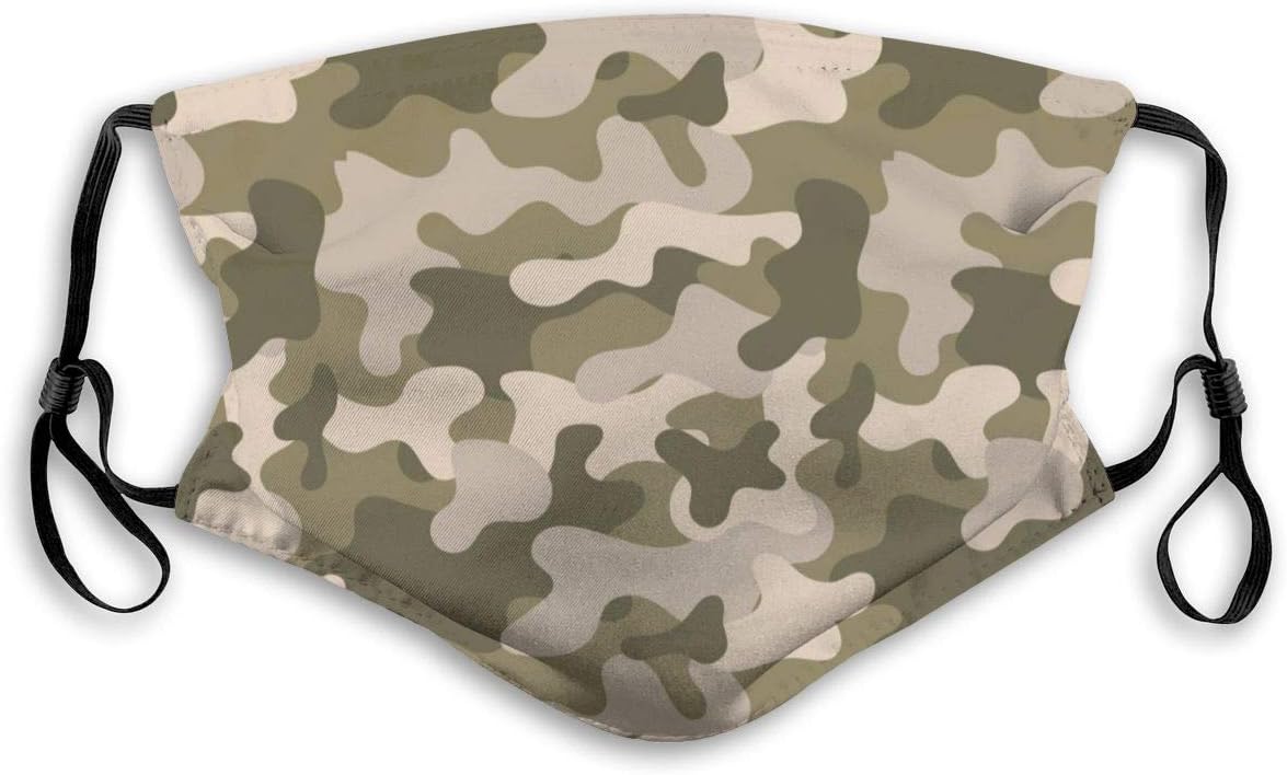 2 Pack Variety Fantastic Camouflage Patterns 17 PM2.5 Non-Medical Ma-sk with Replaceable Filter Elements