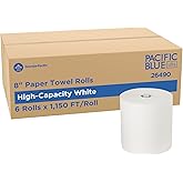 Georgia-Pacific, Pacific Blue Ultra, 8&rdquo; High-Capacity Paper Towel Rolls, White, 1150 Linear Feet Per Roll, 6 Rolls Per Case, 26490