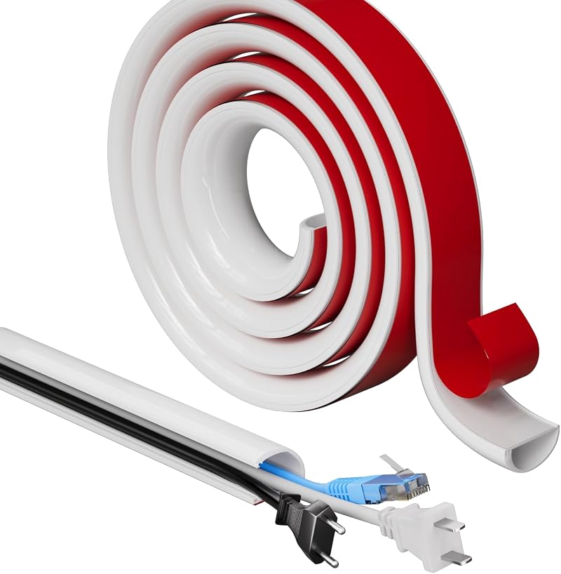 cuysfead 1M White Silicone Cable Trunking 2-3 Wires Self‑Adhesive