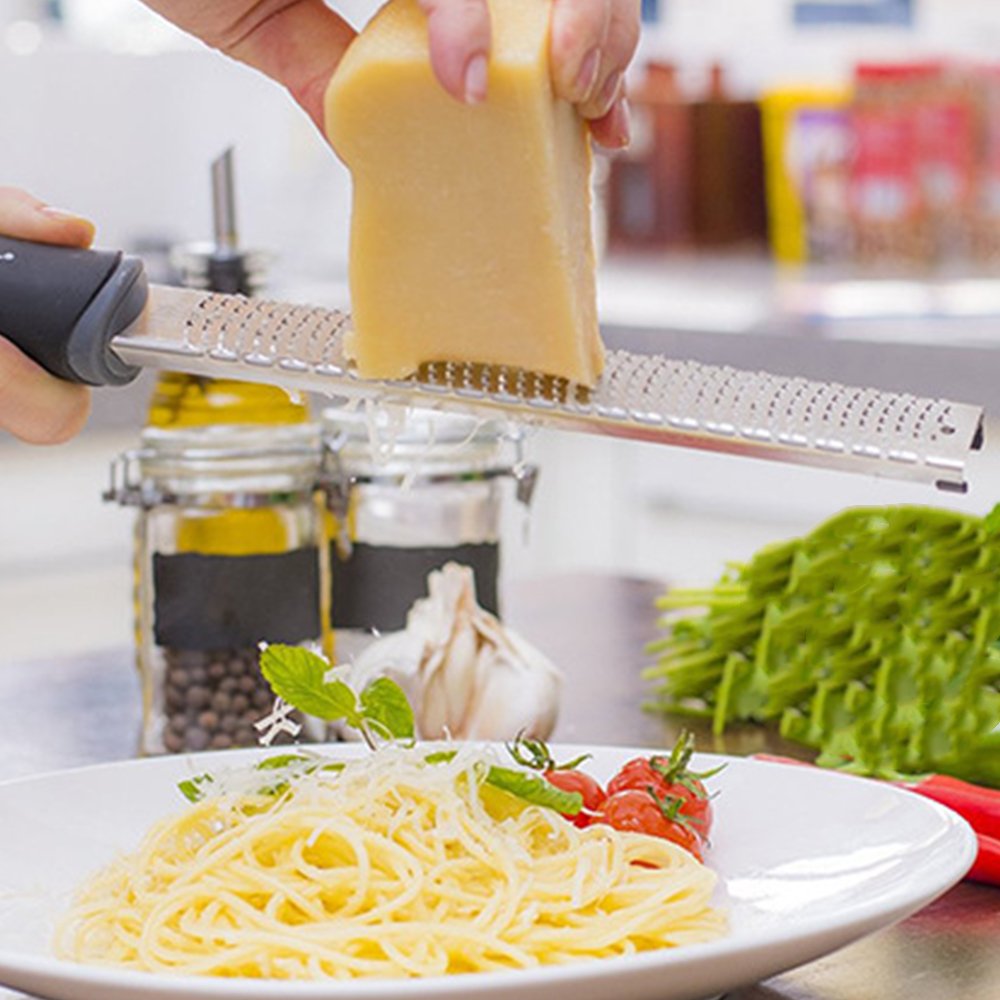 WISHPOOL Stainless Steel Grater Zester for Cheese Lemon Ginger & Potato with Plastic Cover(Black)