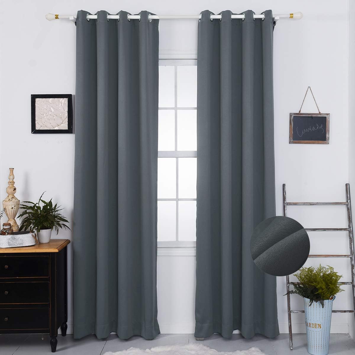 Amazon Com Nauxcen 84 Inch Blackout Curtains Grey Blackout