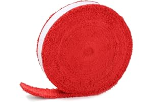 Microfiber Badminton Tennis Grip Tape – 10m Sweat-Absorbent, Non-Slip Racket Overgrip Towel Wrap for Sports – Red/Purple/Yell
