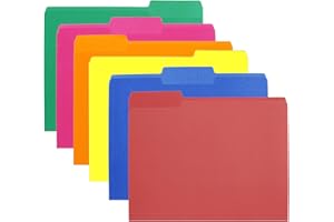 File Folder, 60 Pack 1/3 Cut Tab Colored File Folders, Paper File Folder Letter Size for Office Classroom Use, Assorted 6 Col