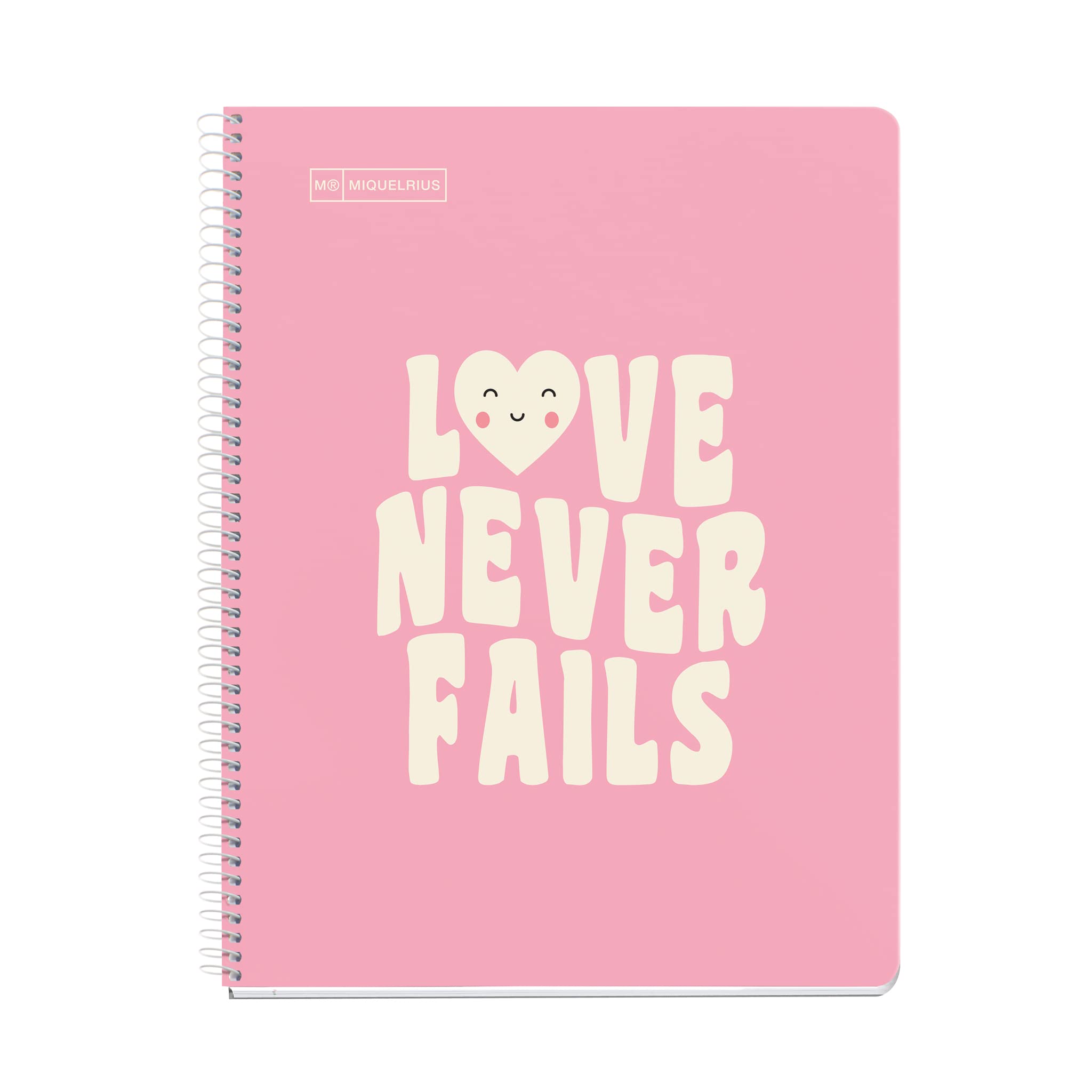 Miquelrius - Message 1 Colour Strip A4 Notebook, 80 Dotted Sheets, 90g Paper, 4 Holes, Hard Card Cover, Pink