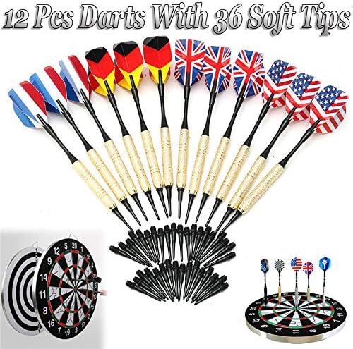 HDXLI Darts Arrows, Electronic Soft Pointed Darts With Plastic Tip, 18G Professional Soft Darts (16 G Barrel) 12 Pieces Of Electronic Soft Darts Arrow Set