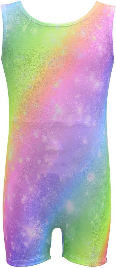 Gymnastics Leotards for Girls One-piece Sparkle Colorful Dancing Athletic Biketards 2-11Years