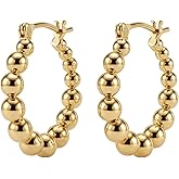 MEVECCO Gold Chunky Huggie Hoop Earring 18K Gold Plated Dainty Handmade Hypoallergenic Sleeper Hoop Earrings for Women