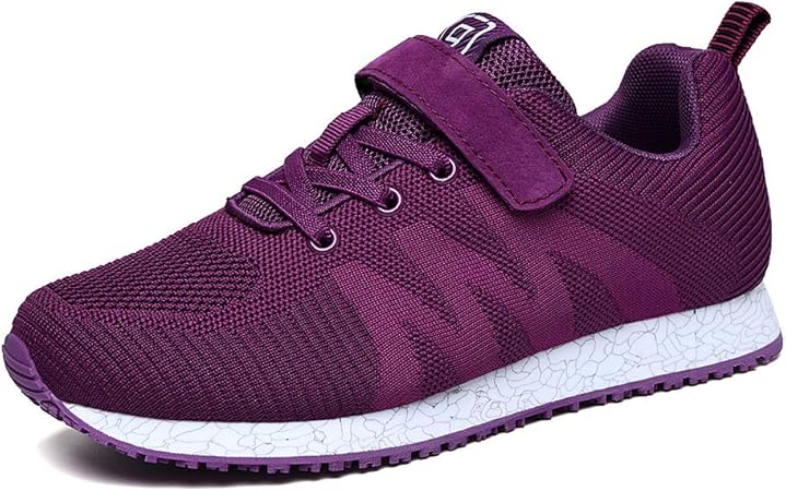 Amazon スニーカー介護シューズ高齢者のシューズ柔軟性メッシュ空気を通す外反母趾5e パープル 23 5cm Jiufang リハビリ靴 介護靴