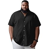 Yuyapu Button Down Shirt Men Causal Big and Tall Shirts for Men Short Sleeve Button up Summer Beach Work Shirts Plus Size