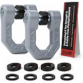 DV8 Offroad Flush Mount D-Ring Shackle Set (2 Pack) - Snag-Free 7/8" Pin & Rattle-Reducing Isolators, 72,000 lb Break Strength 3/4" Recovery Shackles, Gray