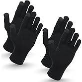 Heat Logic Unisex Thermal Knitted Winter Gloves, Touchscreen Compatible Cold Weather Warm Gloves for Men & Women, Pack of 2