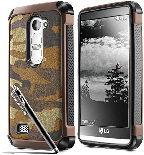 LG Leon / LG Tribute 2 Case [HUNTER SERIES] Camouflage Defender [The BlueJay Brand] Dual Layer Hybrid Case For LG Leon/ Tribute 2/ Destiny/ Power L22C + BlueJay Universal Stylus Pen, Sandstorm