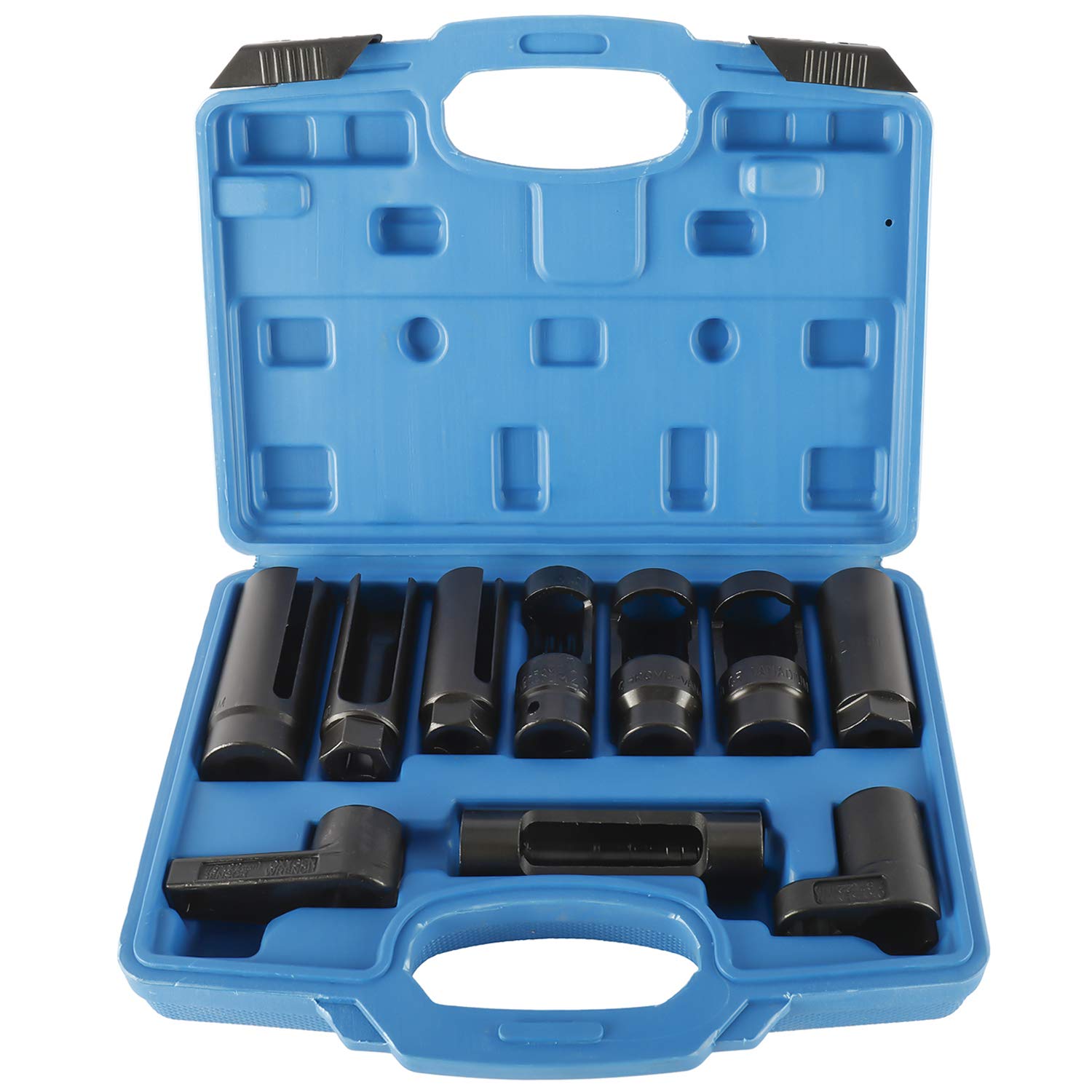 FreeTec 10pcs Oxygen Sensor Socket Set, 22mm 27mm 29mm Lambda Sensor Removal Tool Set, 1/2" Drive O2 Sensor Sockets Wrench Oil Pressure Sending Unit Socket Set