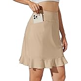 M MOTEEPI 20" Skorts for Women with Pockets Dressy Casual Ruffled Hem Tennis Skirt High Waisted Golf Athletic Skirts