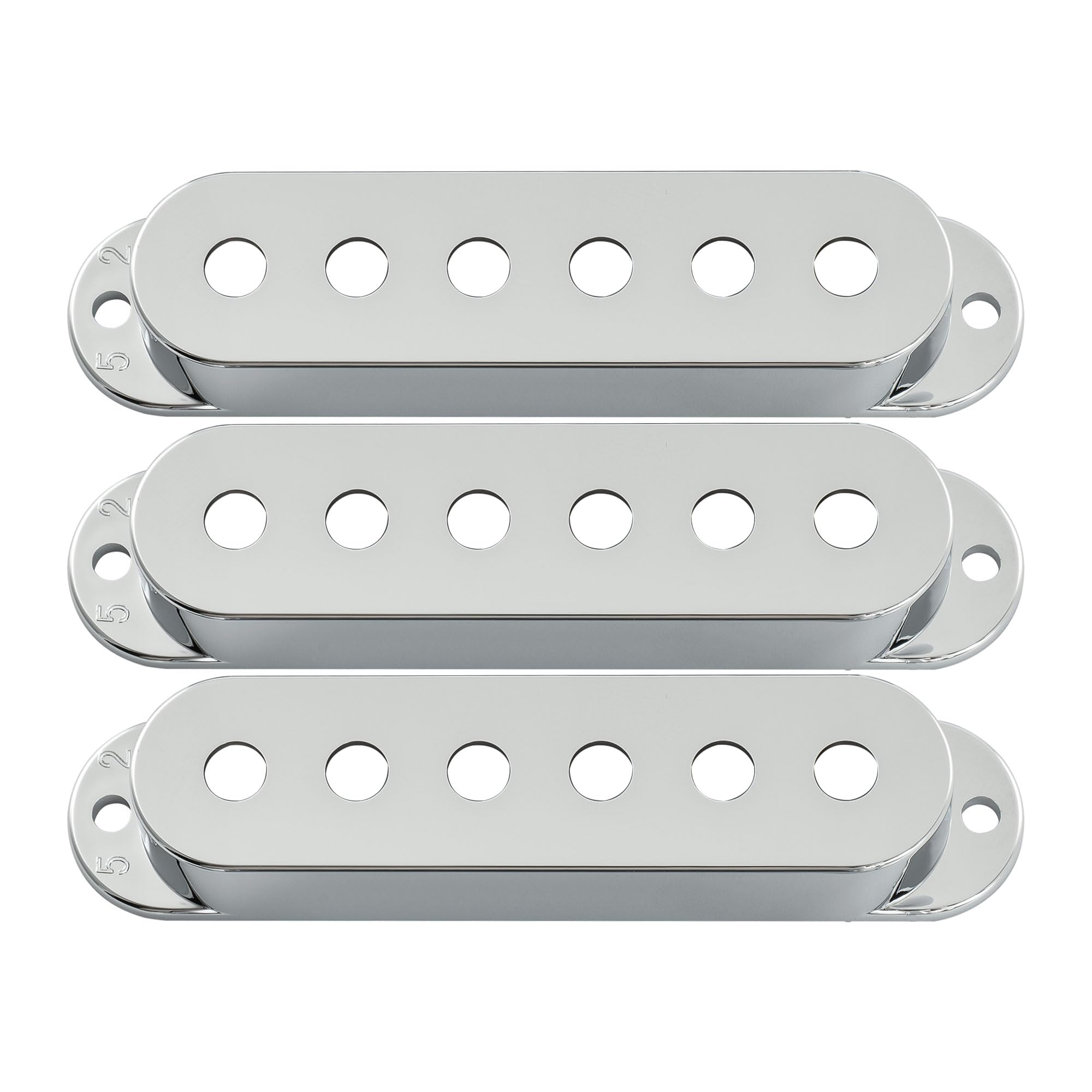 Musiclily 52mm Plastic Single Coil Pickup Covers Set for Strat ST Style Electric Guitar, Chrome(Set of 3)