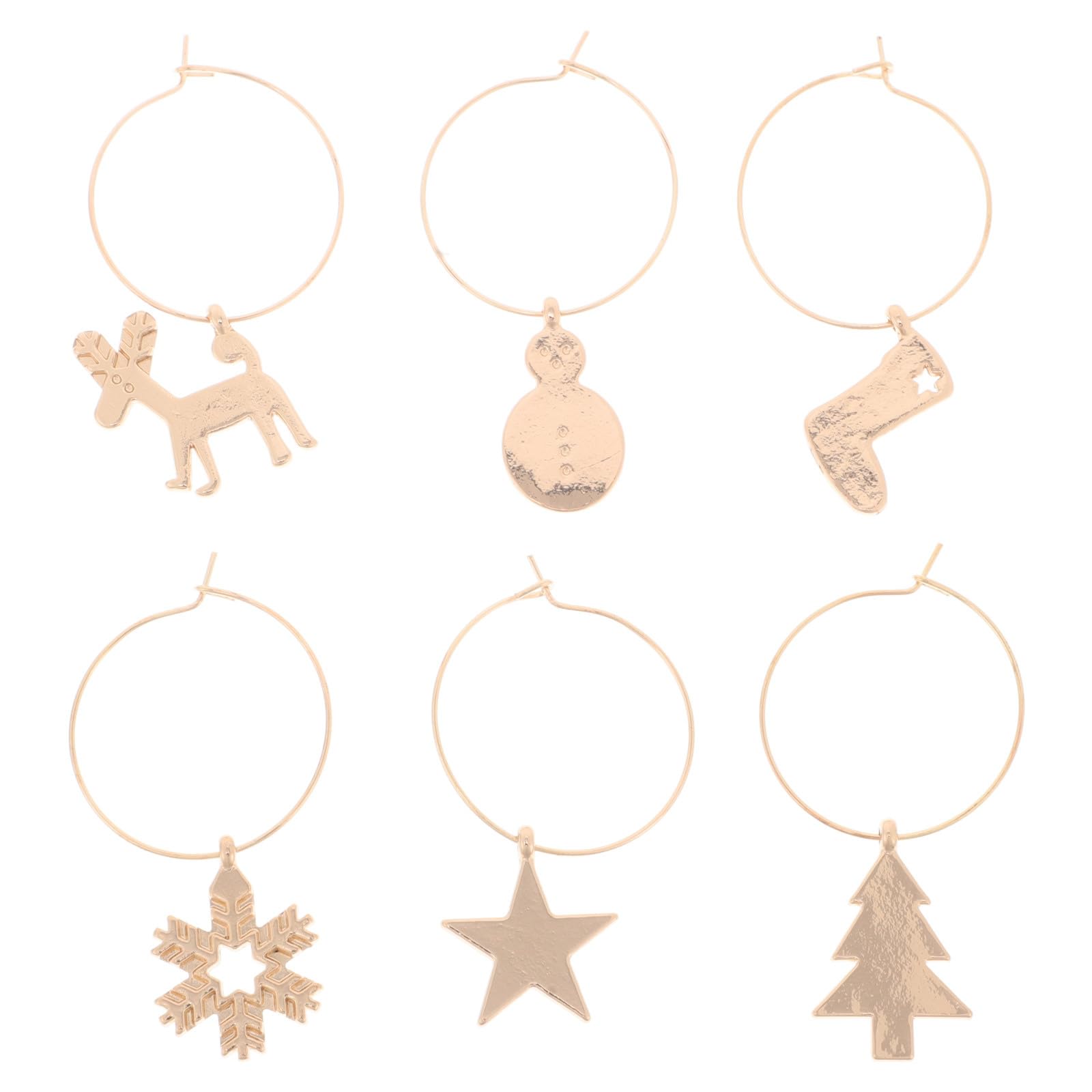 Hemoton Glass Marker Christmas Wine Glass Charms Marker Rings Snowflakes Elk Glass Markers Party Glasses Marking for Banquet Table Decoration Xmas Decoration Pack of 6