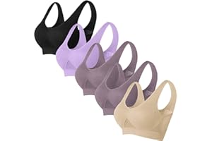 SINZELIMIN 5Pack Everyday Bras Women Plus Size Push up Sport Bra Hollow Comfort Seamless Breathable Bralettes Corset Underwear