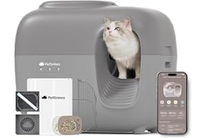 PetSnowy (2024 Premium Version with Mini Mesh) Snow+ Automatic Cat Litter Box Self Cleaning Litter Box - Zero Smell, Minimal Tracking, Effortless Setup & Cleanup with 7-Stage Safety Protection