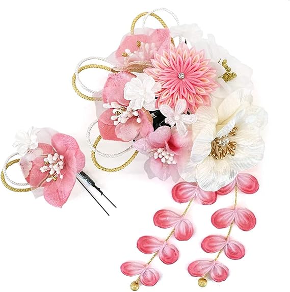 Amazon 髪飾り 2点セット かんざし Wk 355 つまみ細工 ピンク 白 成人式 振袖 浴衣 卒業式 和装小物 通販