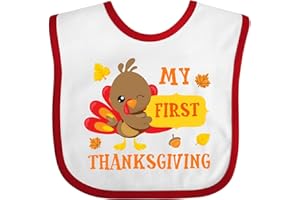 inktastic My First Thanksgiving with Turkey and Leaves Baby Bib