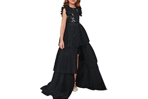 GRACE KARIN Girls Sequin Dress Formal Pageant Sparkle Party Ruffle Prom Maxi Dress Size 5-14Y